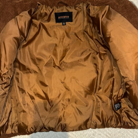 Brown / Burnt Orange Corduroy Cropped Puffer Jacket | Cozy Fall Winter Layer - Picture 4 of 4